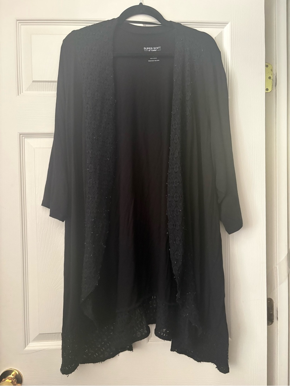 Torrid black Super Soft Drape open front Cardigan with lace Sz 4x